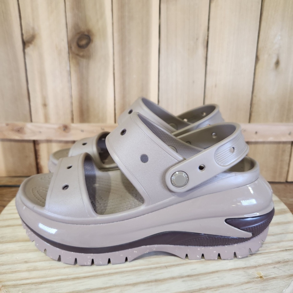 Crocs Mega Crush Sandals Shoes Womens 8 38 EU Beige Slingback Wedge Platform